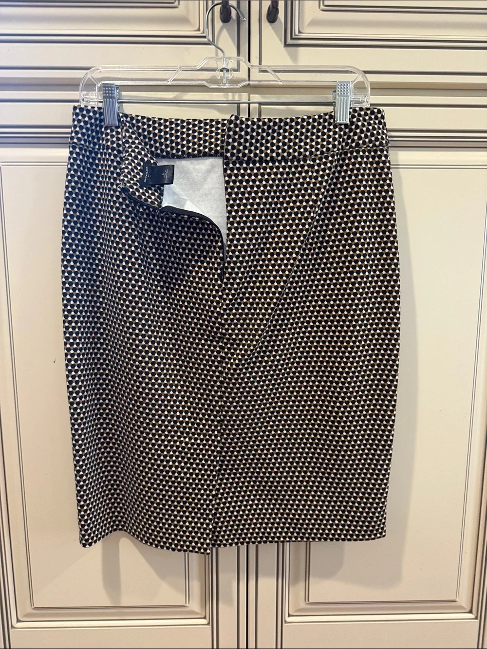 Ann Taylor Black, brown  and White Geometric Pencil Skirt